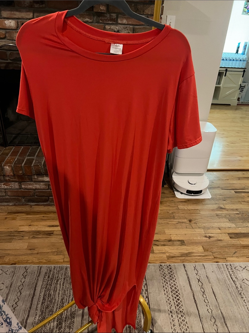 Amazon Essentials Red Maxi Knot-Front Dress